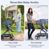 Picture of INFANS 2 in 1 Baby Stroller, Newborn Convertible Stroller Bassinet for Infant, Foldable High Landscape Shock Absorption with Reversible Seat, Aluminum Structure for Toddler Pushchair 0-36 Month