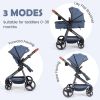 Picture of INFANS 2 in 1 Baby Stroller, Newborn Convertible Stroller Bassinet for Infant, Foldable High Landscape Shock Absorption with Reversible Seat, Aluminum Structure for Toddler Pushchair 0-36 Month