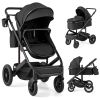 Picture of BABY JOY 2 in 1 Convertible Baby Stroller, High Landscape with Bassinet Mode, Reversible Seat, Adjustable Canopy, Cup Holder, Diaper Bag, Foldable Infant Newborn Pram Stroller for 0-36 Months (Black)