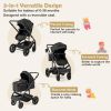Picture of BABY JOY 2 in 1 Convertible Baby Stroller, High Landscape with Bassinet Mode, Reversible Seat, Adjustable Canopy, Cup Holder, Diaper Bag, Foldable Infant Newborn Pram Stroller for 0-36 Months (Black)