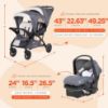 Picture of Baby Trend Sit N' Stand Double Stroller 2.0 DLX with 5 Point Safety Harness and EZ-Lift Plus Lightweight Infant Car Seat with Cozy Cover, Magnolia