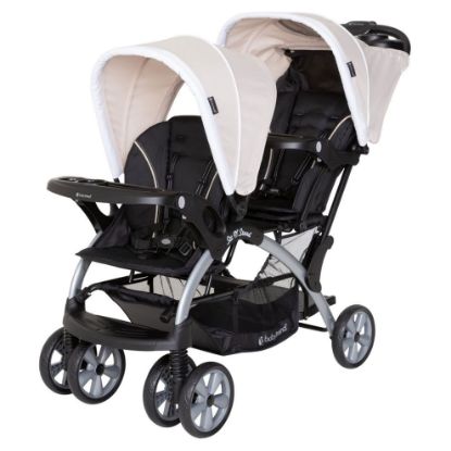 Picture of Baby Trend Double Infant and Toddler Stroller w/ Harness and Basket, Sit N' Stand, Khaki