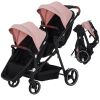 Picture of Double Tandem Stroller for Newborn & Toddler - Foldable Twin Pushchair with Reversible Seat, 5-Point Safety Harness, Adjustable Backrest & Canopy, Storage Basket