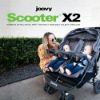 Picture of Joovy Scooter X2 Side-by-Side Double Stroller Featuring Dual Snack Trays, One-Handed Fold, Multi-Position Reclining Seats, Adjustable Leg Rests, and in-Seat Storage (Charcoal)