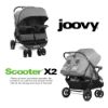 Picture of Joovy Scooter X2 Side-by-Side Double Stroller Featuring Dual Snack Trays, One-Handed Fold, Multi-Position Reclining Seats, Adjustable Leg Rests, and in-Seat Storage (Charcoal)