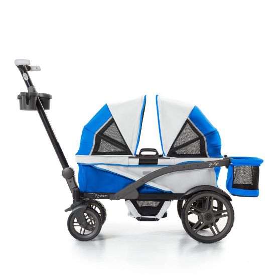 Picture of Gladly Family Anthem2 2-Seat All-Terrain Wagon Stroller with Easy Push and Pull, Removable XL Canopies, and Sturdy, Safe Folding for Storage and Transport, Neon Indigo