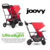 Picture of Joovy Caboose Ultralight Sit and Stand Double Stroller with Rear Bench and Standing Platform, 3-Way Reclining Seats, Optional Rear Seat, and Universal Car Seat Adapter (Red)