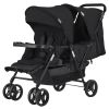 Picture of VEVOR Double Stroller, Foldable Lightweight Twin Stroller with Tandem Seating, Adjustable Backrest/Footrest, Wrap-Around Safety Harness, Storage Basket & Tray, for Newborn and Toddler (Black)