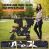 Picture of VEVOR Double Stroller, Foldable Lightweight Twin Stroller with Tandem Seating, Adjustable Backrest/Footrest, Wrap-Around Safety Harness, Storage Basket & Tray, for Newborn and Toddler (Black)