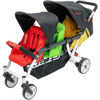 Picture of Familidoo H3E 3 Seat Baby Stroller - Tandem Daycare Triple Stroller with 5 Point Safety Harness - for Infants & Toddlers 0-3 Years - Lightweight & Foldable - All Reclining Seats