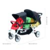 Picture of Familidoo H3E 3 Seat Baby Stroller - Tandem Daycare Triple Stroller with 5 Point Safety Harness - for Infants & Toddlers 0-3 Years - Lightweight & Foldable - All Reclining Seats