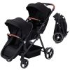 Picture of Tandem Double Stroller Newborn and Toddler, Foldable Twin Stroller with Reversible Seat, 5-Point Safety Harness, Adjustable Backrest & Canopy, Storage Basket
