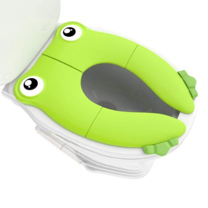 Picture of Portable Folding Large Non Slip Silionce Pads Potty Training Seat for Kids Boys & Girls, Foldable Toddlers Toilet Seat, Recyclable Potty Seat Cover for Travel (Green)