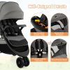 Picture of HONEY JOY Jogging Stroller, Off Road Hiking Stroller, Easy One-Hand Fold, Adjustable Backrest/Canopy, Storage Basket, Baby Jogger for Infants Boys Girls (Gray)