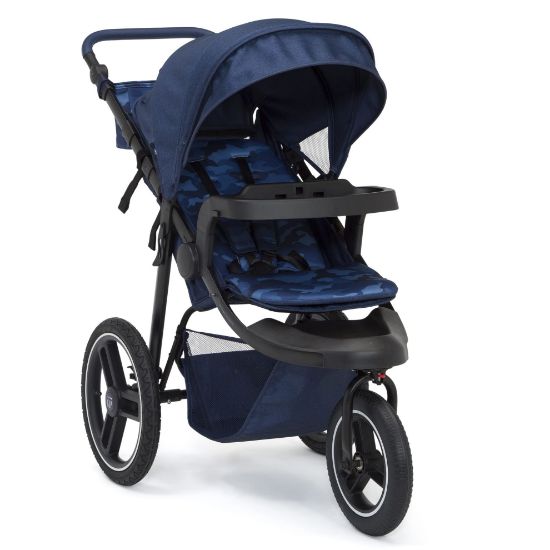 Picture of babyGap Trek Jogging Stroller - Lightweight Jogging Stoller with Extendable Canopy & Reclining Seat - Includes Car Seat Adapter - Made with Sustainable Materials, Navy Camo