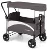 Picture of BABY JOY Collapsible Wagon Stroller for 2 Kids & Cargo, Push Pull Double Stroller w/Adjustable Handle Bar, Removable Canopy, Safety Harness, All Terrain Wheels, Foot Brake, Storage Pockets (Gray)