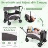 Picture of BABY JOY Collapsible Wagon Stroller for 2 Kids & Cargo, Push Pull Double Stroller w/Adjustable Handle Bar, Removable Canopy, Safety Harness, All Terrain Wheels, Foot Brake, Storage Pockets (Gray)