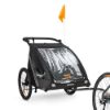 Picture of Joovy Cocoon X2 Double Stroller and Bike Trailer with Tow Arm, Hitch, Adjustable Handlebar, and Five-Point Safety Harnesses, Black