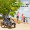 Picture of Joovy Cocoon X2 Double Stroller and Bike Trailer with Tow Arm, Hitch, Adjustable Handlebar, and Five-Point Safety Harnesses, Black