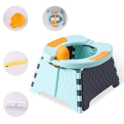 Picture of Portable Foldable Travel Potty for Toddlers, Kids Toilet Seat for Car, Camping, Indoor Outdoor - Splash-Proof Design, Easy Clean Training Seat with 30 Disposable Waste Bags (Blue) by Yszawmx