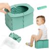 Picture of Portable Potty Seat for Toddler Foldable Travel Potty Training Toilet Seat with Cleaning Bags Reusable for Outdoor Camping, Travel, Kids Toddler Travel Potty Seat (Green)