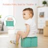 Picture of Portable Potty Seat for Toddler Foldable Travel Potty Training Toilet Seat with Cleaning Bags Reusable for Outdoor Camping, Travel, Kids Toddler Travel Potty Seat (Green)