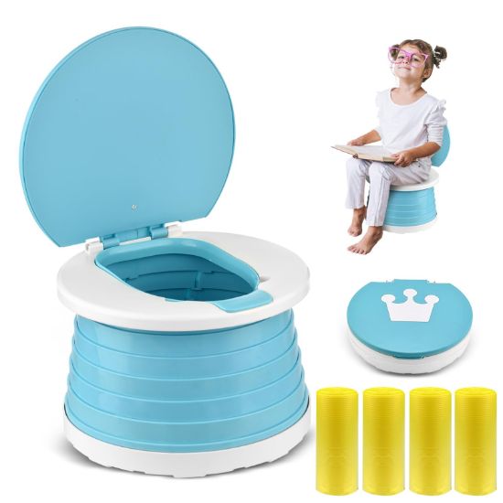 Picture of Portable Potty for Toddler Travel Foldable Potty Seat for Toddler Training Toilet for Kids Boys Girls Car On The Go Potty Travel Toilet Chair for Camping Park Indoor/Outdoor