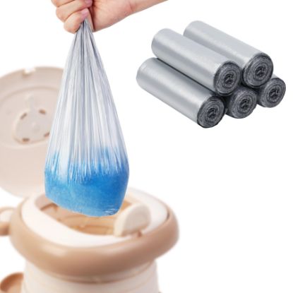 Picture of Potty Liners for Portable Toilet 75-count, 16.2"*15.8" Universal-Fit Travel Bags, Disposable Liners for Toddlers, Leak-proof Bags for Outdoor Use and Training