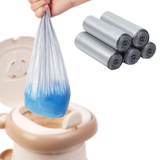 Picture of Potty Liners for Portable Toilet 75-count, 16.2"*15.8" Universal-Fit Travel Bags, Disposable Liners for Toddlers, Leak-proof Bags for Outdoor Use and Training