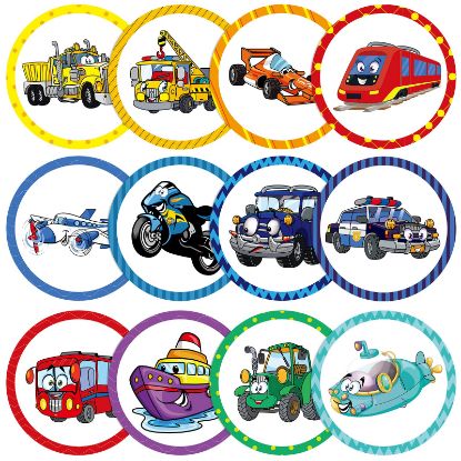 Picture of Eersida 120 Pcs Toilet Targets for Potty Training Boy Pee Tinkle Target Travel Potties Flushable Car Animal Potty Training Sticker You Pee on Toilet Aiming Target for Toddler Boy(Transportation Style)