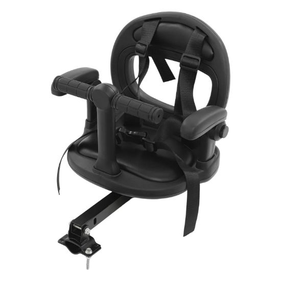 Picture of GrfceVue Child Bike Seat, Front Mount Detachable Bicycle Kids Seat 360 Rotate Kids Bike Seat Carrier with Up and Down Adjusted Armrests for Kids Aged 6 Months to 8 Years Old, 88LBS Load (Black)
