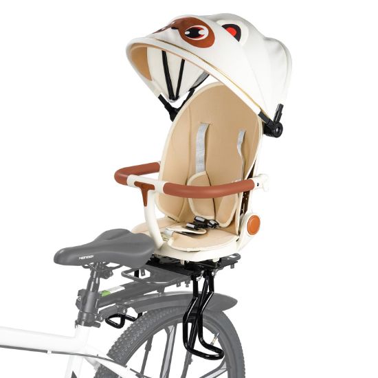 Picture of XIEEIX Rear Child Bike Seat, with Rain Shelter Backrest Rear Bike Seat, Foldable Rear Mounted Child Bike Seat, Comfortable Child Rear Seat, Suitable for Most Bicycle Rear Frames