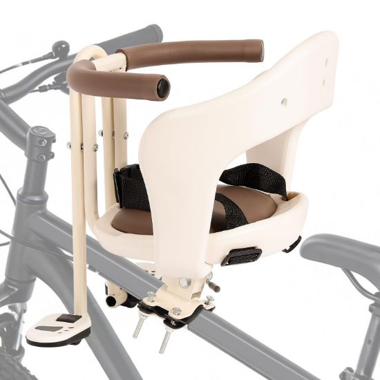 Picture of OLenyer Kid's Bike Seat- Front, Baby Bike Seat with Waist Pad, Adult Bicycle Sport Child Seat, Front Infant Sport Bike Seat, Suitable for Children 2 to 4 Years, Weight 55 lbs, White