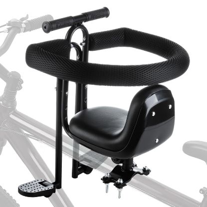 Picture of MindWissUp Front Kids Bike SeatAdjustable Child Bicycle Seat with Armrests Foot Pedal Guardrail Detachable Toddler Bike Seat for 45 lbs Compatible with All Adult MTB