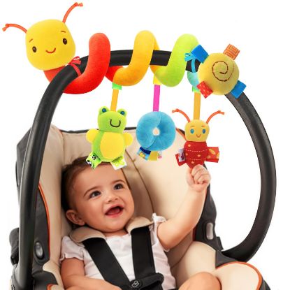 Picture of FPVERA Spiral Car Seat Toys - Baby Sensory Soft Plush Hanging Toys for 0-12 Months Stroller Crib Accessories, Essentials for Expecting Moms & Baby Shower Registry Gift