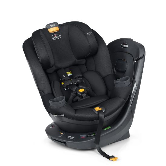 Picture of Chicco Fit360 ClearTex Rotating Convertible Car Seat with 360 Degree Rotation for Rear-Facing and Forward-Facing, LeverLock Self-Tensioning Lock System, Obsidian/Black