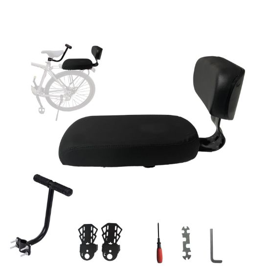Picture of Woouagia Bicycle Rear Seat with Back,Pu Leather Soft Cushion Bicycle Passenger Seat,Rear Bike Seat Kids Including Cushion and Backrest, Armrest, Footrests