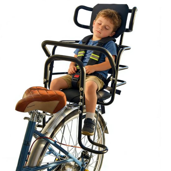 Picture of Bwcece Kid's Bike Seat Rear with Adjustable Headrest, Rear Child Bike Seat with Foot Pedals Back Rest Handrail.Child Carrier Bike Chair for Bicycle Designed for Children Aged 18 Month to 8 Years Old