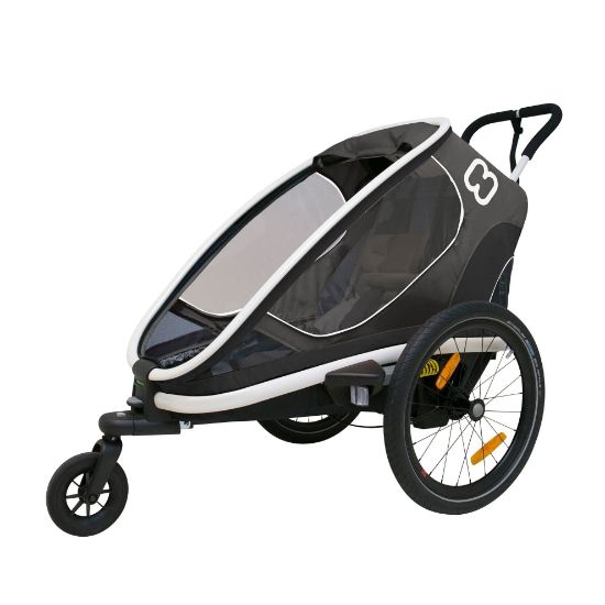 Picture of Hamax Outback One Seat Reclining Multi-Sport Child Bike Trailer + Stroller (Jogger Wheel Sold Separately) (Grey/Black)