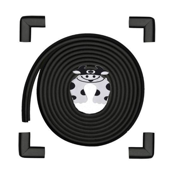 Picture of Baby Proofing Edge and Corner Guards, (16.4ft Edge + 4 Corners) Safety Furniture Bumper, Baby Corner Protector for Fireplace, Table, Stair, Cabinet, 3M Adhesive, Black