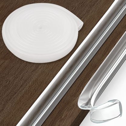 Picture of Loiion Edge Protector, Silicone, Soft Corner Protectors for Kids, Pre-Tape Adhesive, Furniture-corner Safety Bumpers (3.3ft, Clear)