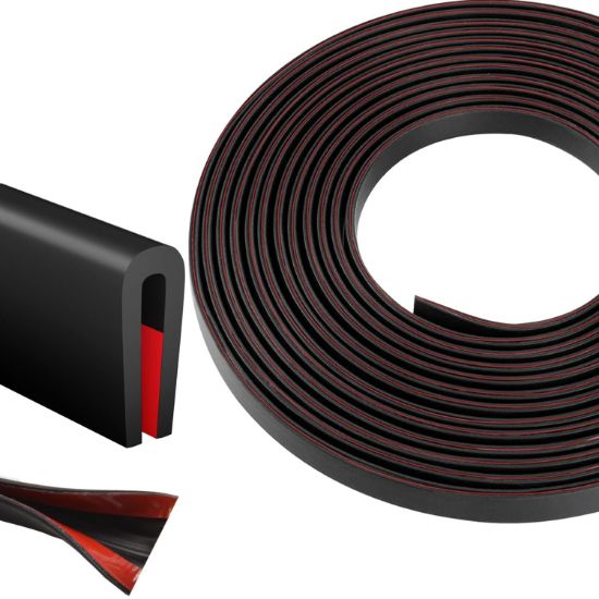 Picture of Silicone Edge Trim Self-Adhesive U Channel Silicone Edge Trim Edge Protector for Sheet Metal (Black, Fit 1/16" - L 10')