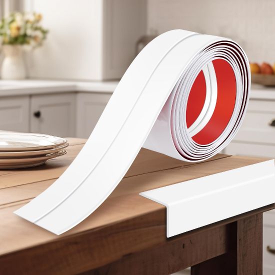 Picture of Kikerike 2.4 Inch x 10 Feet Wall Corner Protector Peel and Stick Corner Trim Molding Strip Self Adhesive wall Edge Protectors Guards for Edge Ceiling, White