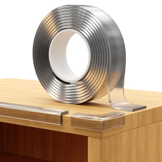 Picture of Furniture Edge and Corner Guards | 20.4ft Protective Clear PVC Cushion | 18ft Bumper 8 Adhesive Childsafe Corners | Baby Child Proofing Set NonToxic and Safe for Table, Glass, Countertop | Clear