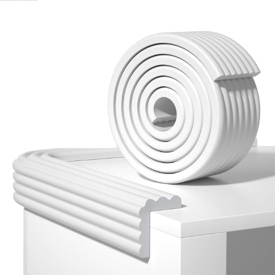 Picture of Edge Protector,Baby Proofing Baby Edge Protector Strip Safety,Soft Rubber Foam Padding,Edge Corner Guards Protector Corner Edge Bumpers for Furniture (White, 6.56Ft x 3.15" W x 0.31" Th)