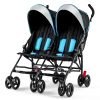 Picture of BABY JOY Double Umbrella Stroller, Lightweight Travel Side by Side Twin Stroller with Large Storage, Cup Holder, 5-Point Safety Harness, Adjustable Canopy & Compact Fold for Infant and Toddler (Blue)