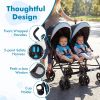 Picture of BABY JOY Double Umbrella Stroller, Lightweight Travel Side by Side Twin Stroller with Large Storage, Cup Holder, 5-Point Safety Harness, Adjustable Canopy & Compact Fold for Infant and Toddler (Blue)