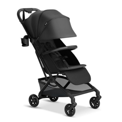 Picture of Mompush Velo Lightweight Travel Stroller, Compact & Airplane-Friendly for Baby and Toddler, Lie-Flat Seat, One-Hand Fold, with Leather Bumper Bar, Shoulder Strap, Raincover, Storage Bag & Cup Holder