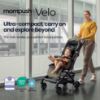 Picture of Mompush Velo Lightweight Travel Stroller, Compact & Airplane-Friendly for Baby and Toddler, Lie-Flat Seat, One-Hand Fold, with Leather Bumper Bar, Shoulder Strap, Raincover, Storage Bag & Cup Holder
