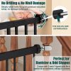 Picture of keny 29.7"-46" Baby Gate for Stairs, Auto Close Dog Gates for Doorways, Pressured Mounted No Drilling Pet Gate Extra Wide, One-Hand Opening Dual Lock Stair Gate, Indoor Kids Necessities, Black